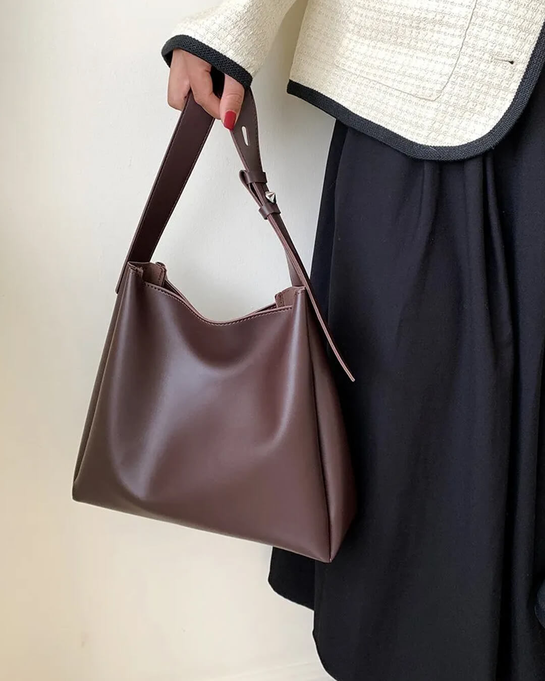 SEAME - Cynthia Vegan Leather Shopper Bag Black Regular