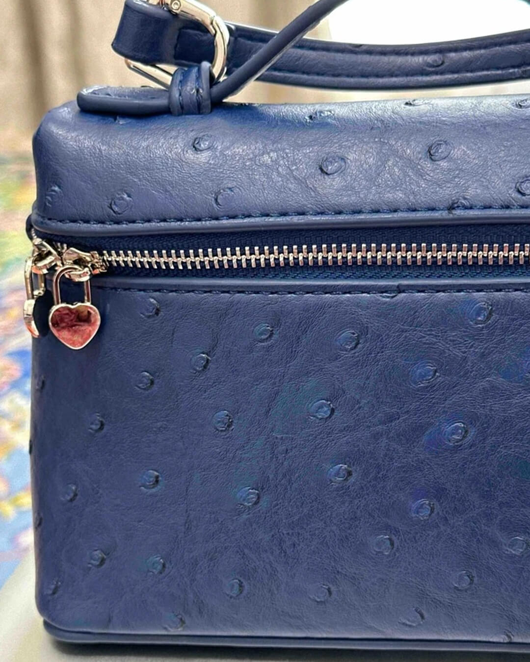 SEAME - Felicia Ostrich inspired Leather Vanity Bag Brown Regular