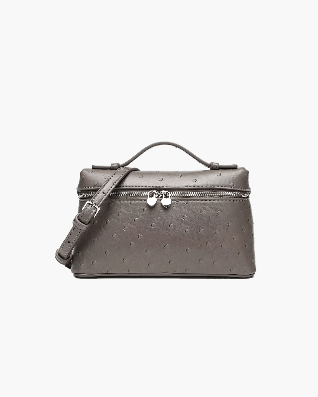 SEAME - Felicia Ostrich inspired Leather Vanity Bag Gray Regular