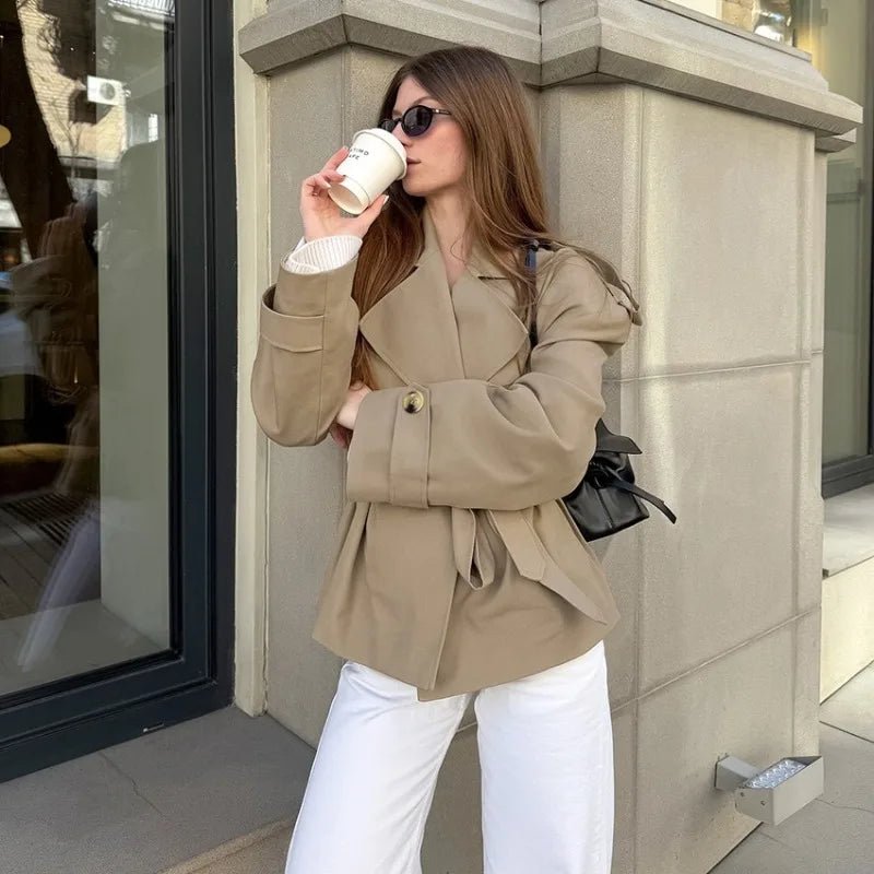 SEAME - Gianne Crop Trench Coat Beige S