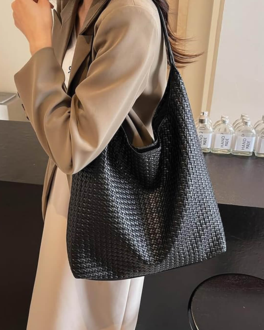 SEAME - Lena Vegan Leather Tote Bag Black Regular