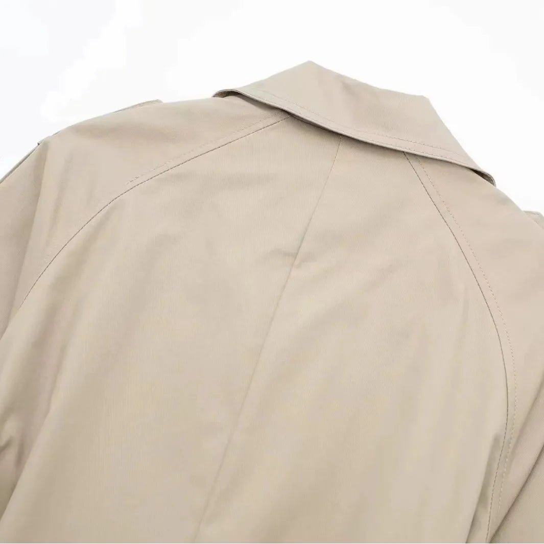 SEAME - Marielle Trench Coat Women, Classic Double - Breasted Design with Belt Creme XS