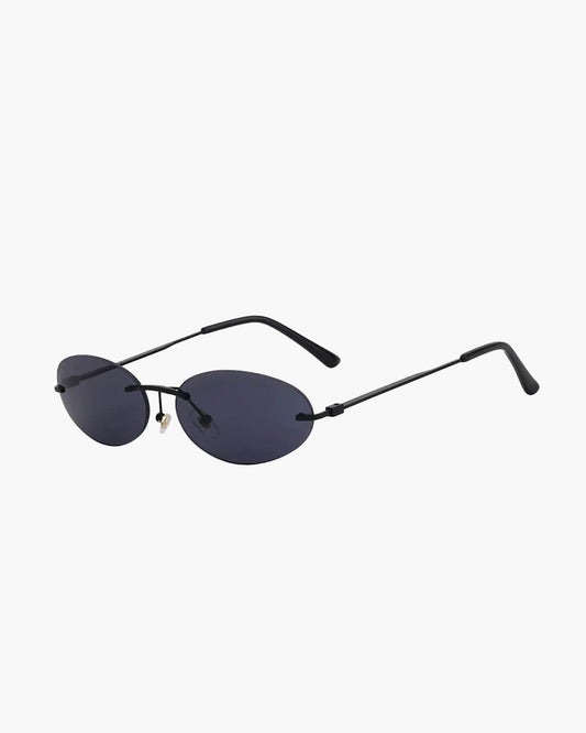 SEAME - Scarlett Oval Retro Sunglasses Black