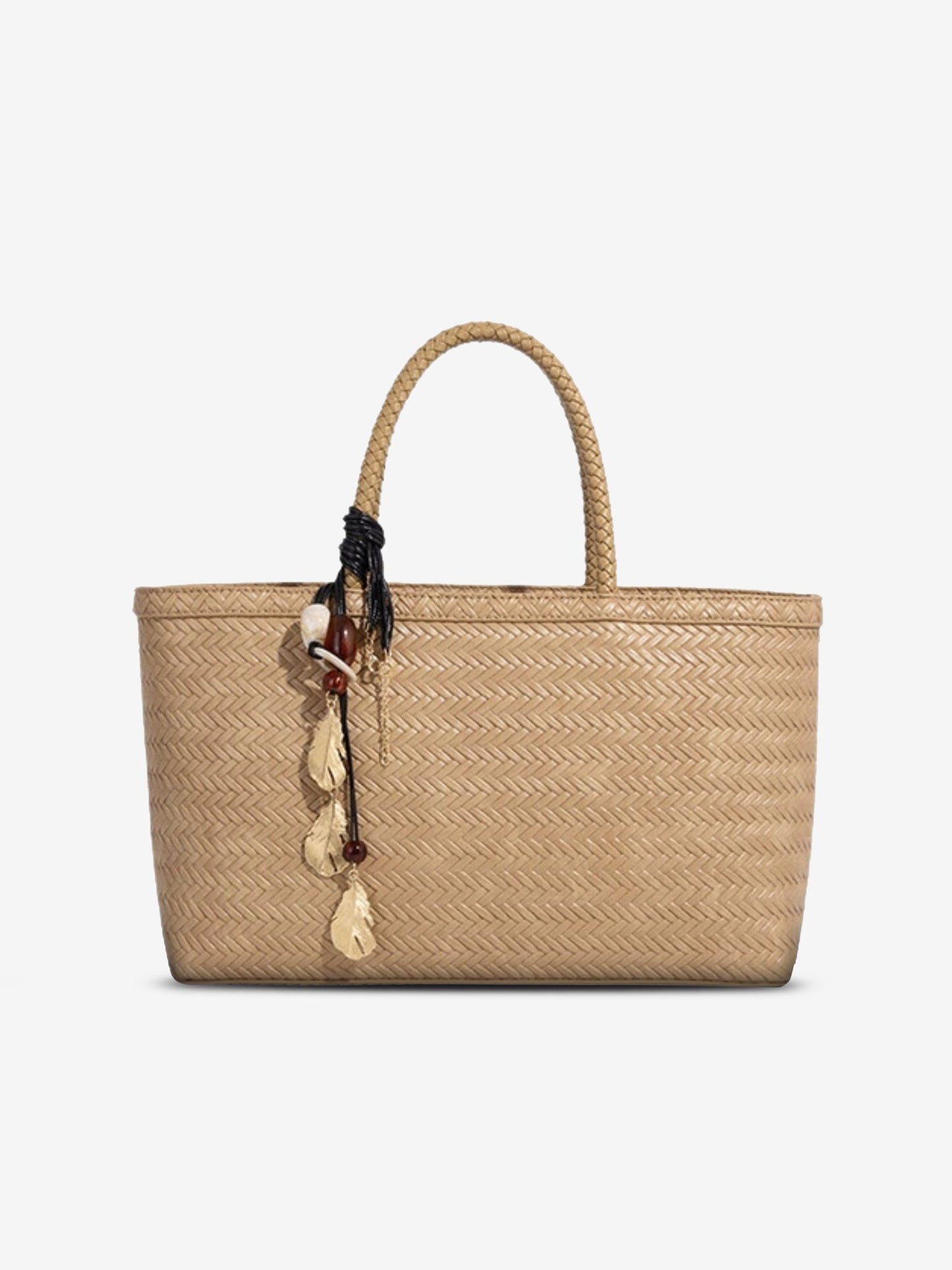 SEAME - SEAME - Isla Braided Tote Bag with Removable Strap & Charm Beige