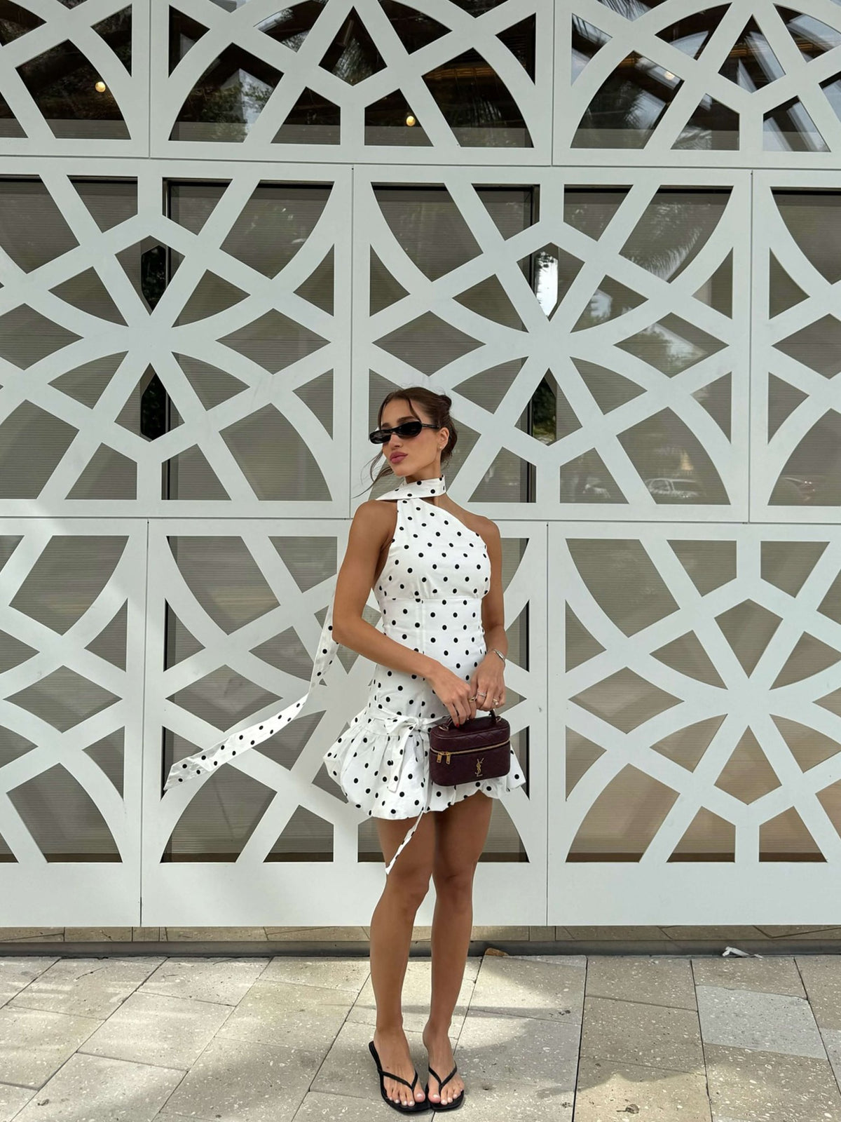 Seame - Tyra Polkadot Mini Dress White S