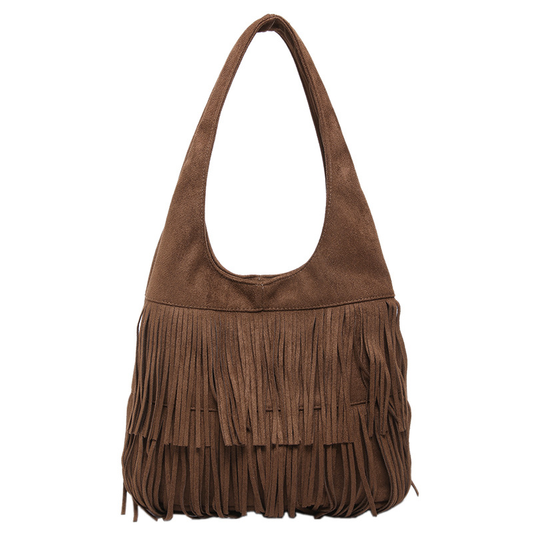Amanda fløyel skulderveske med dusker