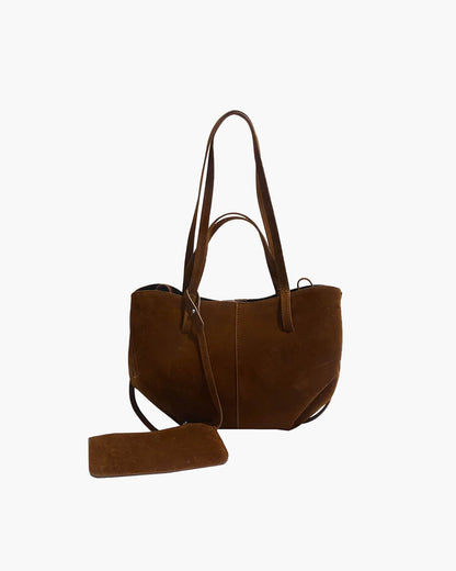 SEAME - Adriana - Vegan Leather Tote Bag with Large Capacity & Coin Purse for Women Brown