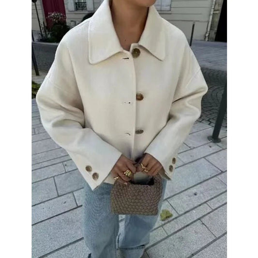 SEAME - Briana - Stylish Women's Coat with Long Sleeves for Autumn Comfort White XS