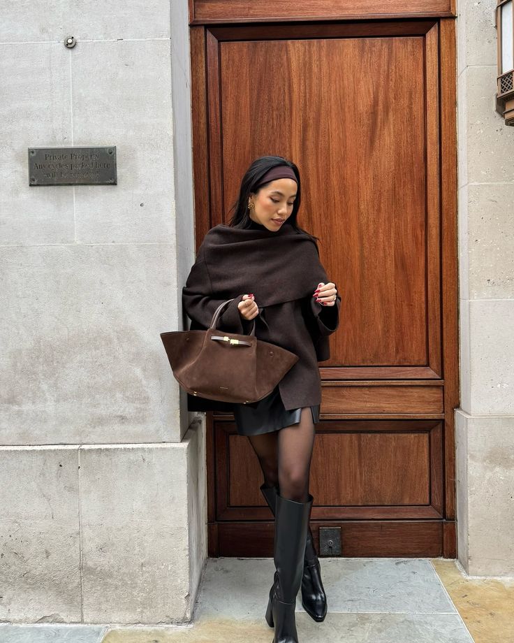 SEAME - Gretchen Suede Bag Dark Brown