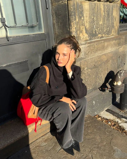 SEAME - Loreta Jacket with Stand Collar Black XS