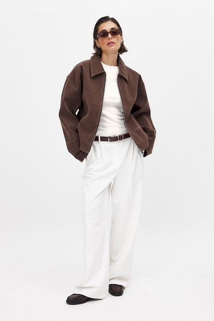 SEAME - Lydia Suede Jacket Brown L