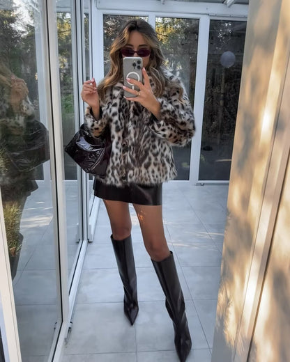 SEAME - Zoe Faux Fur Jacket Brown L